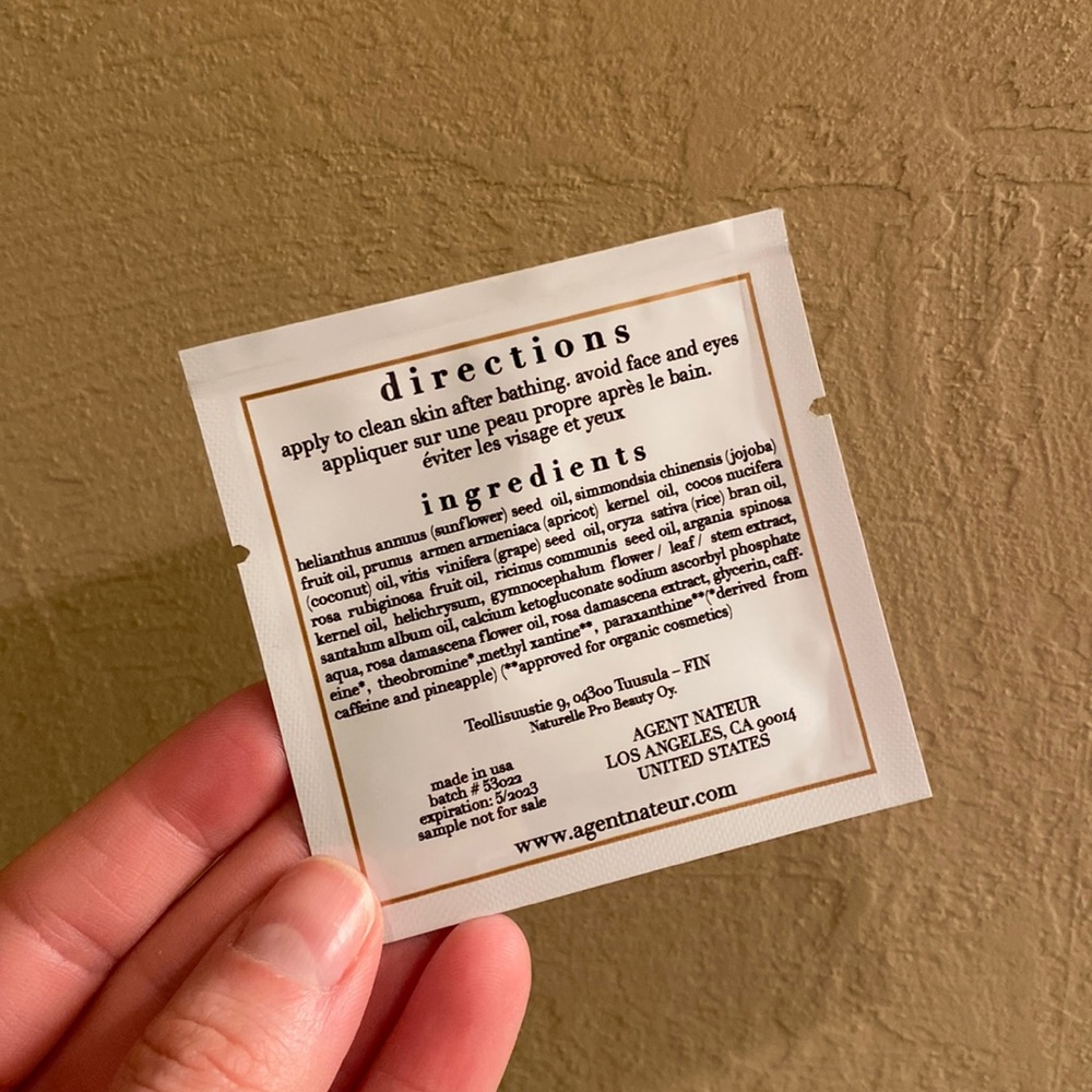 NWT Agent Nateur Holi (Body) Ageless Body Serum Sample Packet - Picture 2 of 2